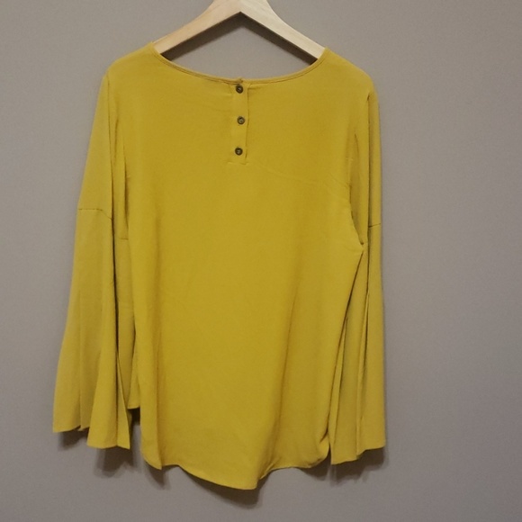 Sz L mustard yellow blouse, long sleeve - Picture 6 of 6